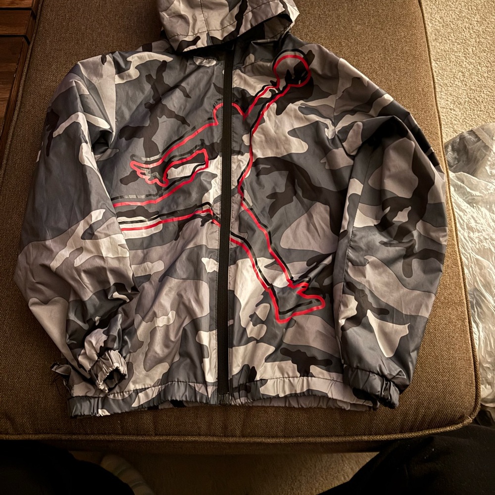 Jordan Camouflage Windbreaker with Red Outline